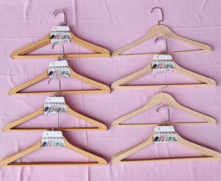Quilted Beige Wooden Hangers